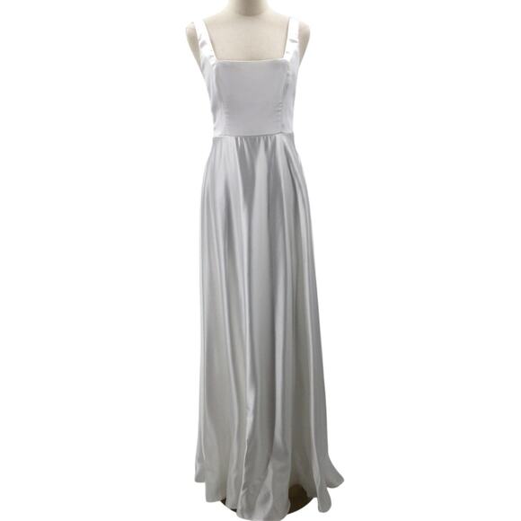 LULU'S S white ivory endless radiance satin wedding bridal maxi dress NEW B61 - Picture 2 of 10